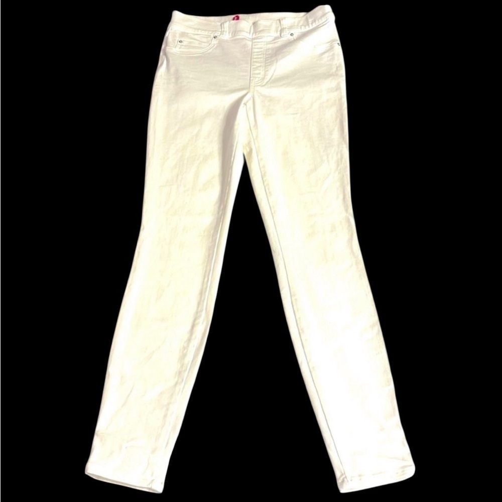 Spanx White Skinny Jeans Size Medium Denim Compression Stretch Pull On
